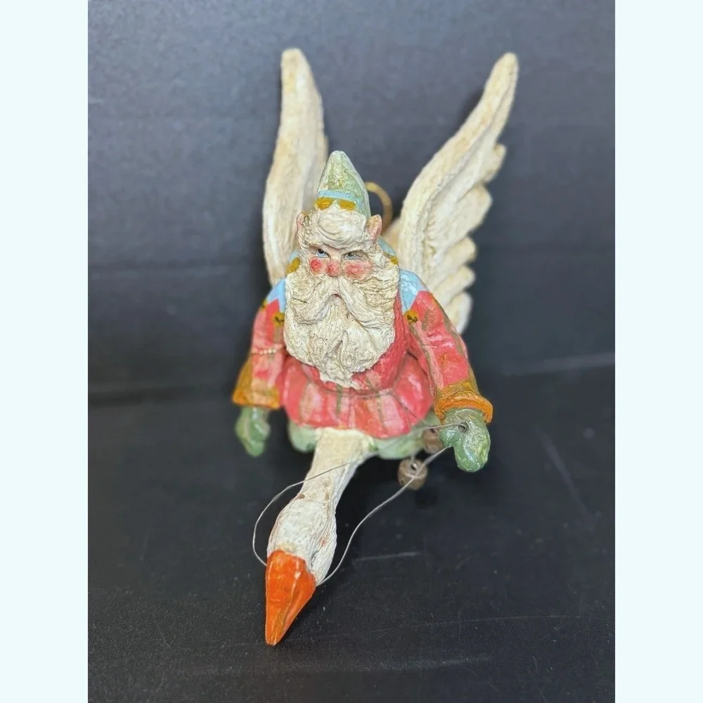 Vintage Enchanted Forest Collection Santas‎ Elf Riding Goose Denise Calla Bells